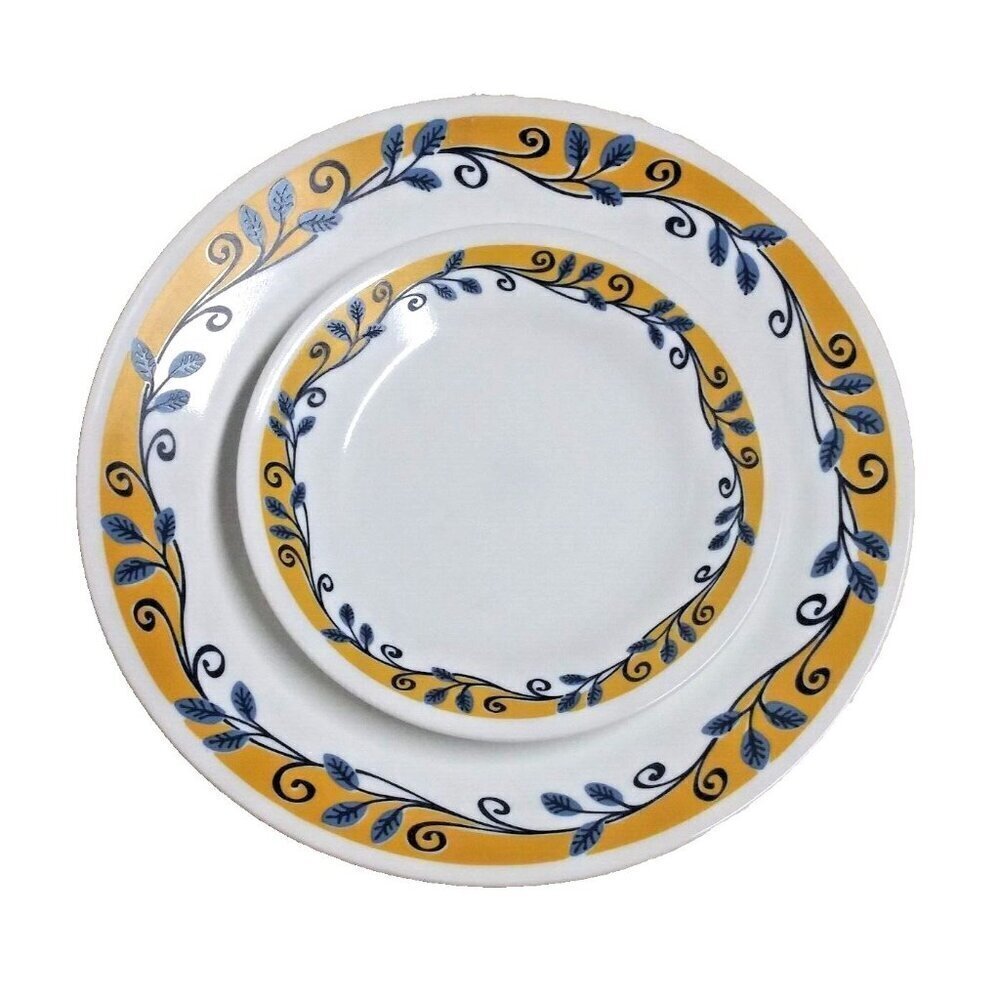 Corelle Casa Flora Dinner plate and salad/bread plate 10 1/4" yellow blue vine